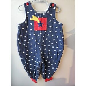 Vintage Heart's Designs USA Stars Romper 24M Toddler Patriotic Red White Blue.